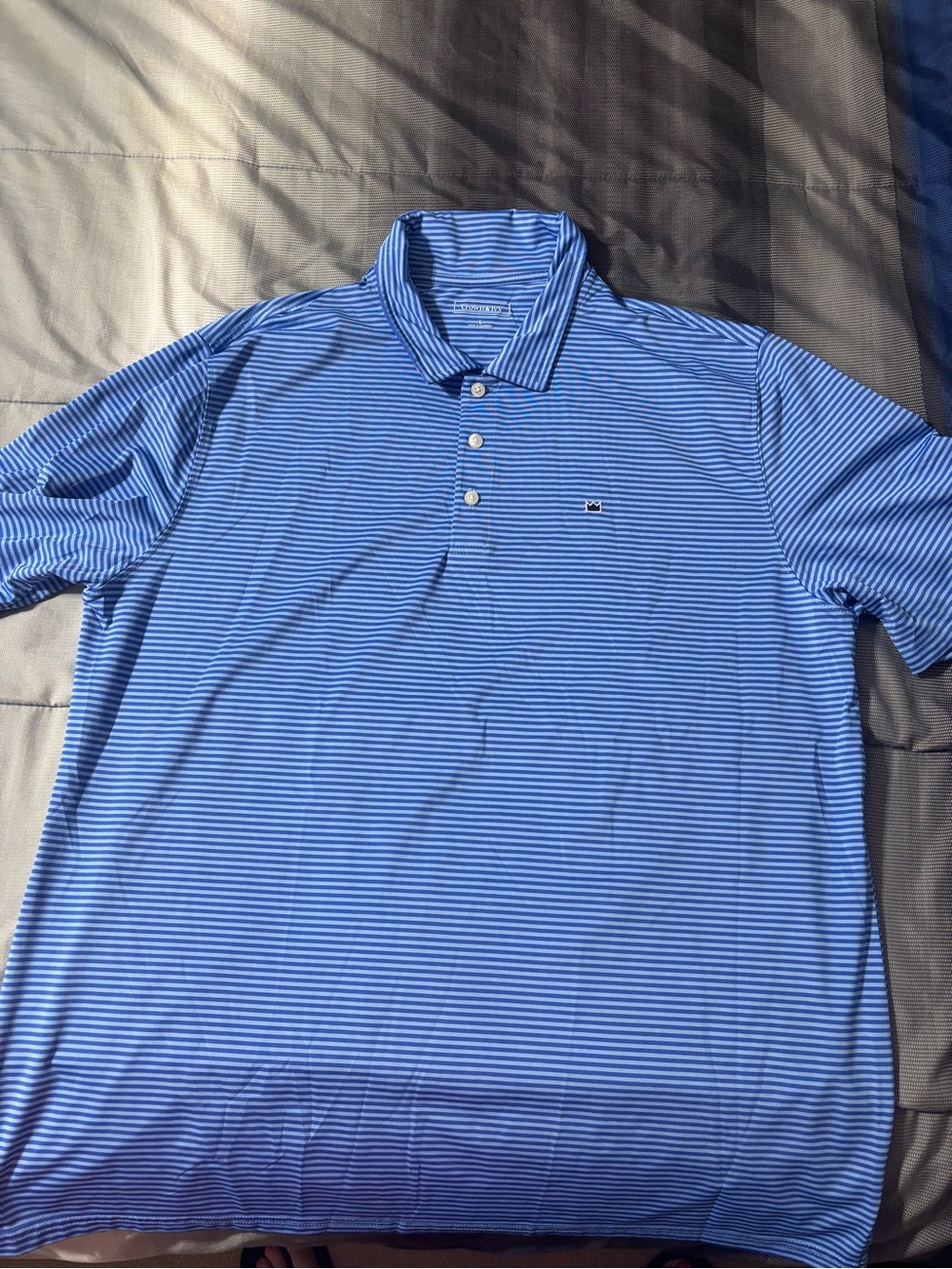 crown & ivy Blue Striped Polo - Men's